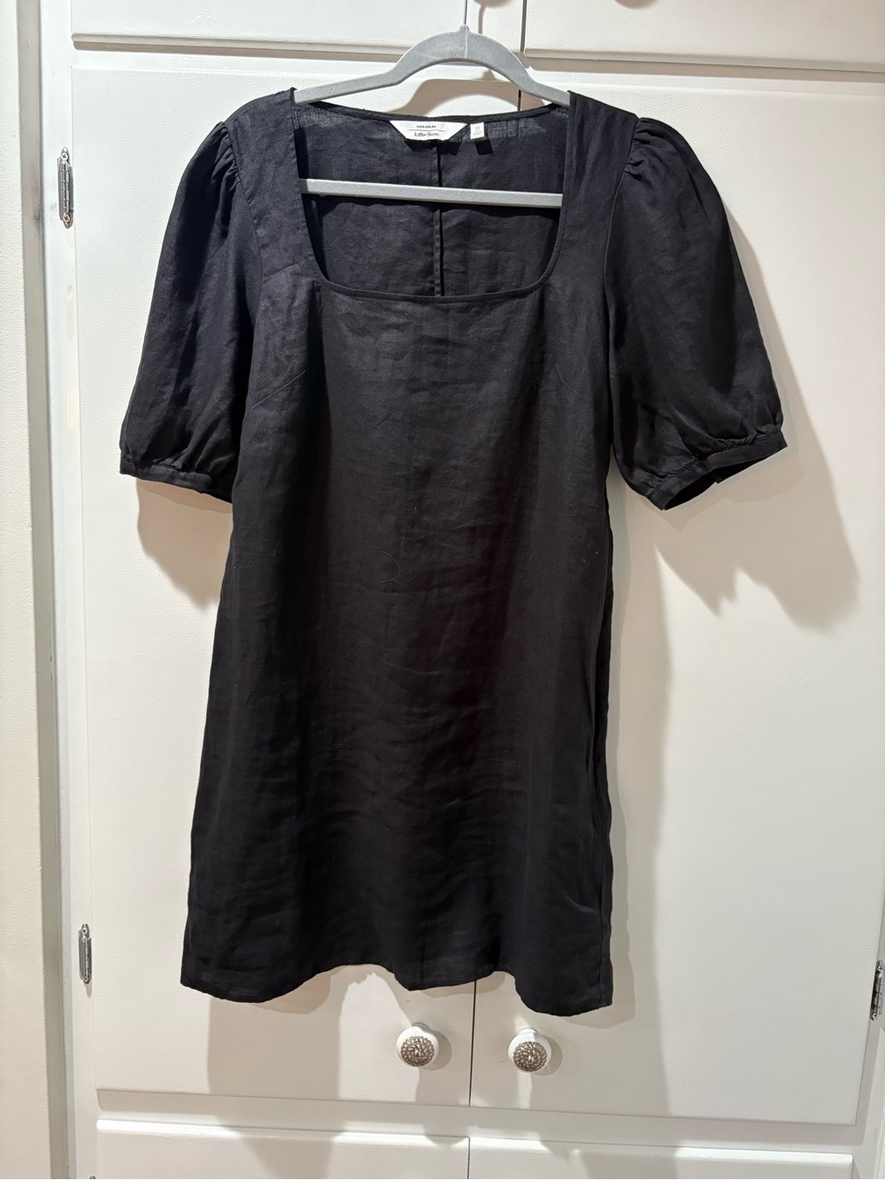& Other Stories Black Puff-Sleeve Square Neck Mini Dress